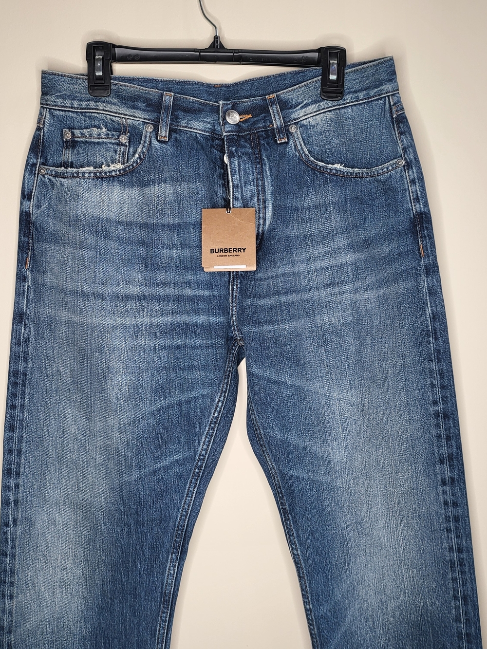 Burberry medium-wash straight-leg denim jeans, Authentic NWT..